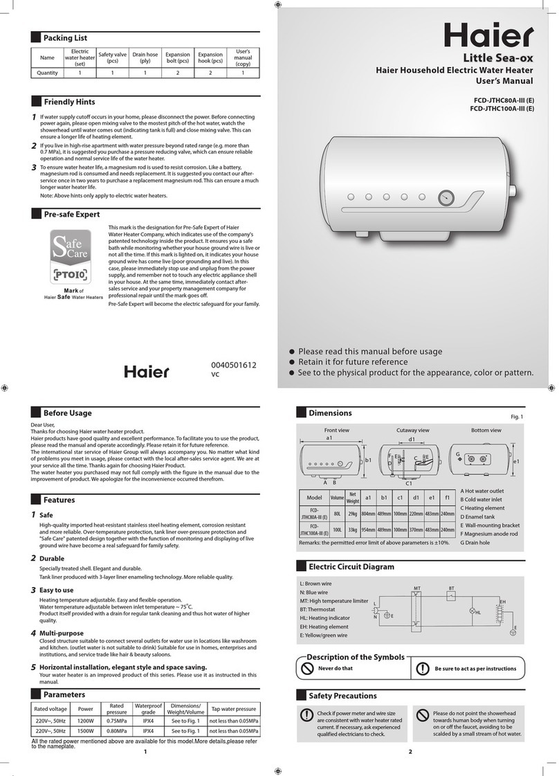 Haier Little Sea-ox FCD-JTHC80A-III (E) User manual