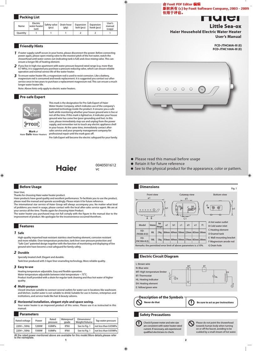 Haier FCD-JTHC100A-III (E) User manual