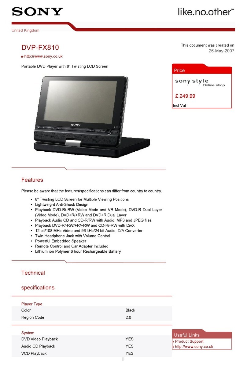 Sony DVP-FX810B Specifications