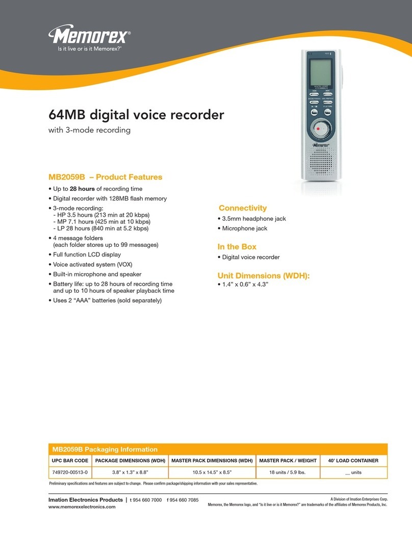 Memorex MB2059B - Digital Voice Recorder Features