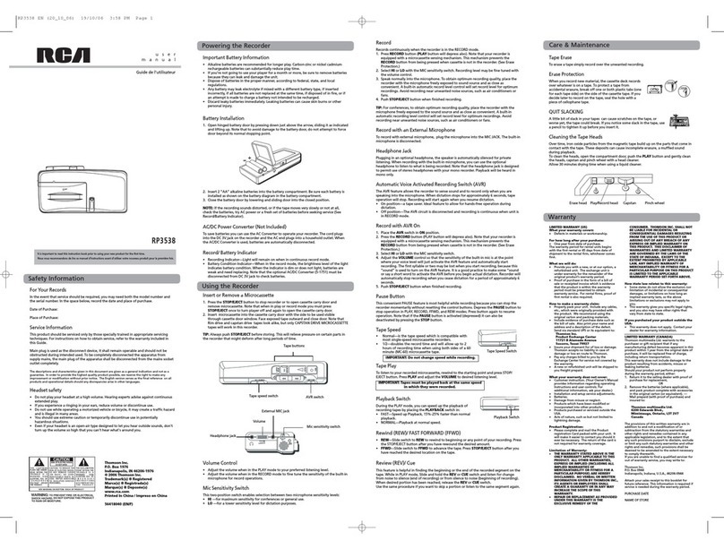 RCA RP3538R User manual RCA RP3538R User manual