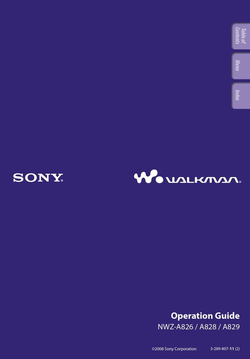 Sony NWZA826KB Operation guide