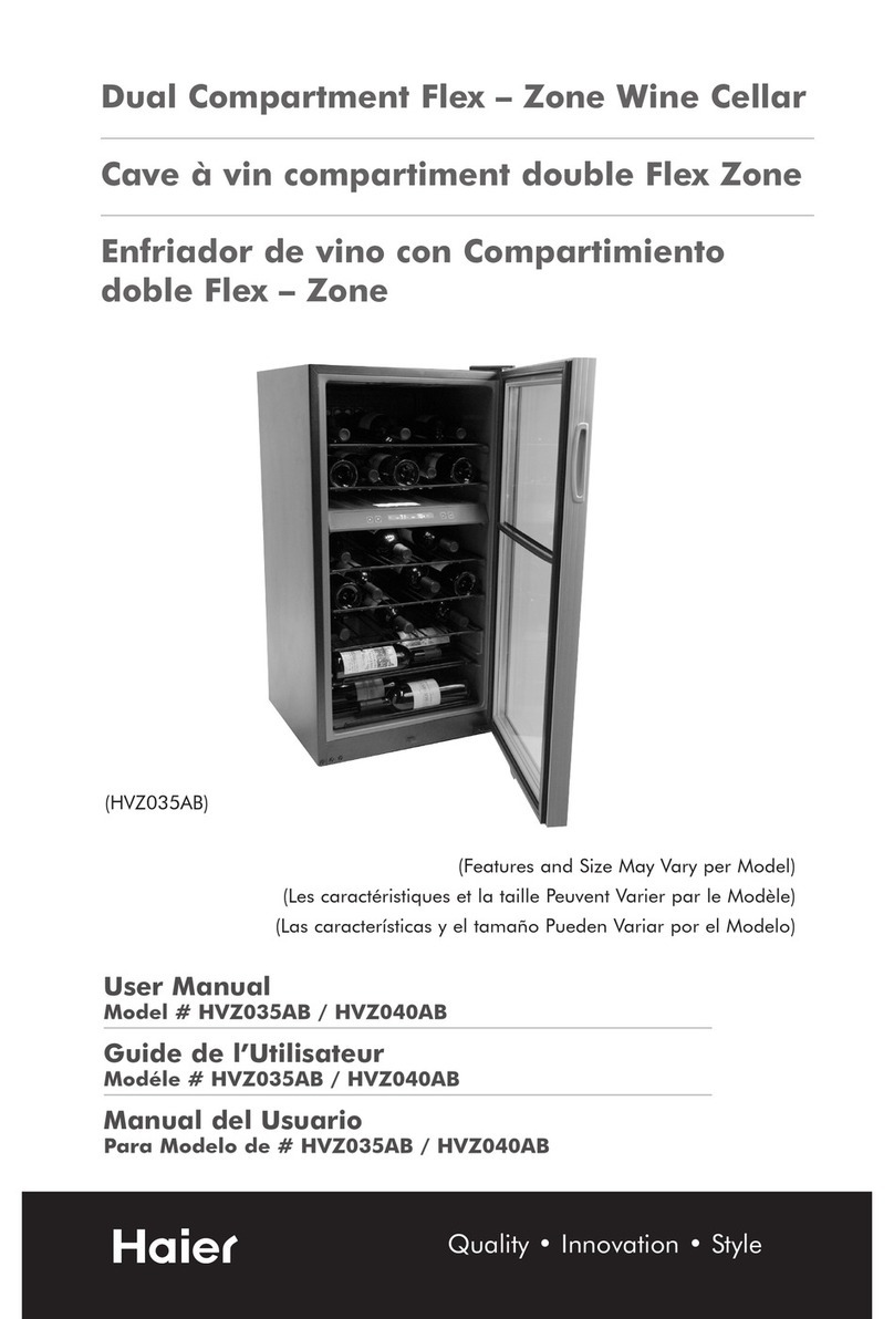 Haier HVZ035ABS - Capacity Extra Large Wine Cellar User manual Haier HVZ035ABS - Capacity Extra Large Wine Cellar User manual