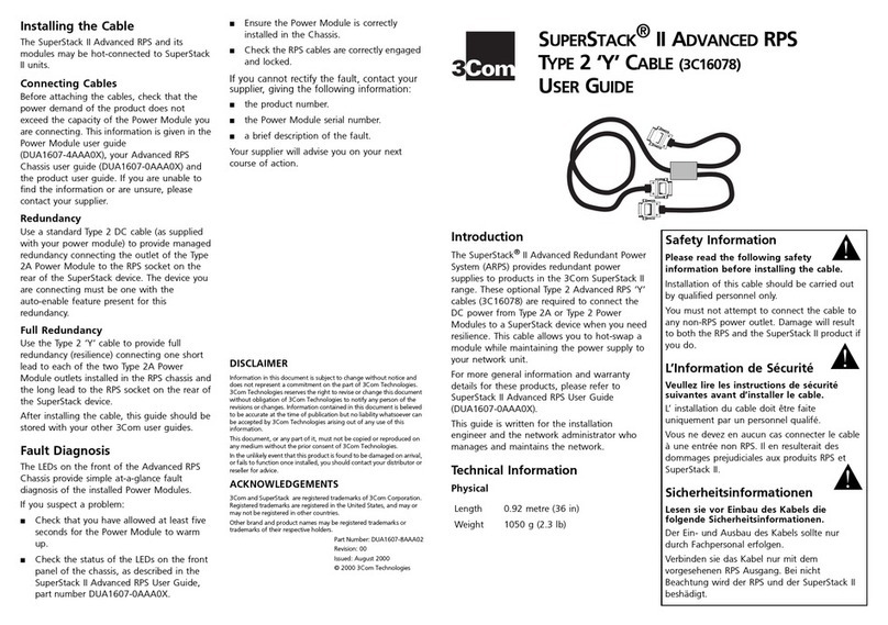 3Com SSII ADV RPS Y-CABLE TYPE 2 user guide