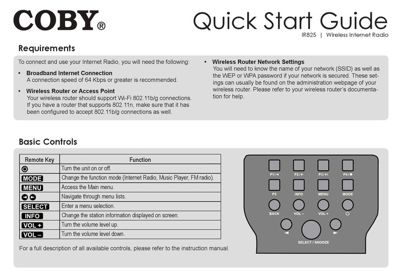 Coby IR825 - Network Audio Player User manual Coby IR825 - Network Audio Player User manual