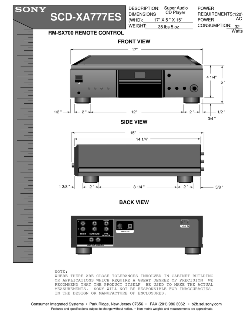 Sony SCD-XA777ES - Es Super Audio Cd Player Owner's manual