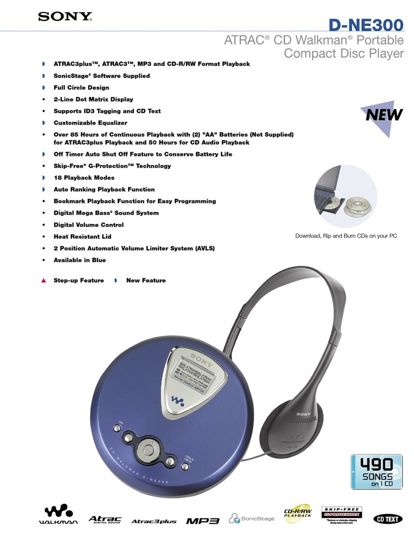Sony D-NE300CK - Atrac Cd Walkman Specifications