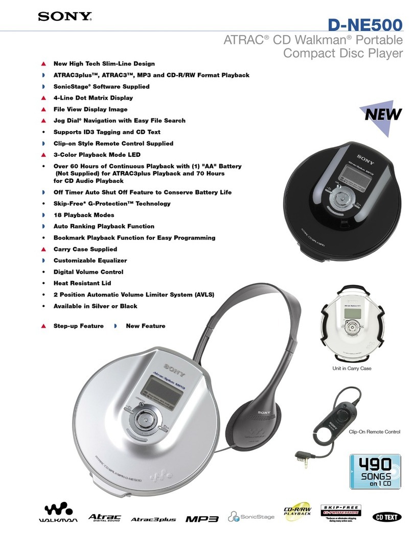 Sony CD Walkman D-NE500 User manual