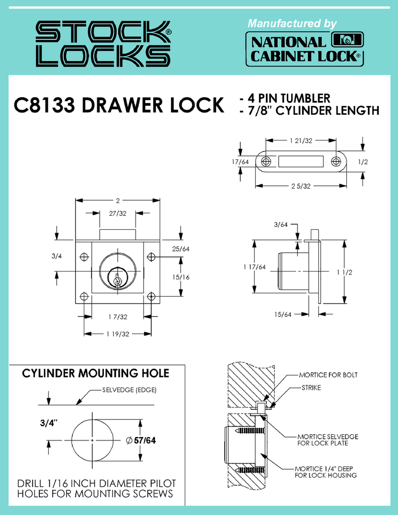 National Cabinet Lock C8133 Dimensional drawing