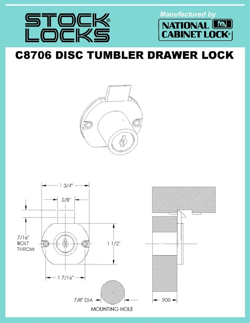 National Cabinet Lock C8706 Dimensional drawing