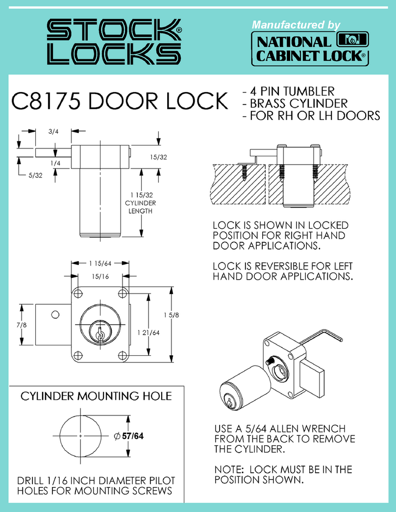 National Cabinet Lock C8175 Dimensional drawing