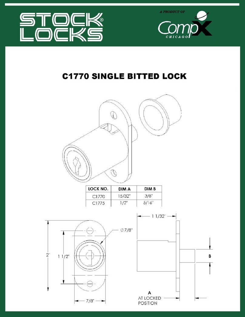 COMPX Stock Locks C1770 Dimensional drawing