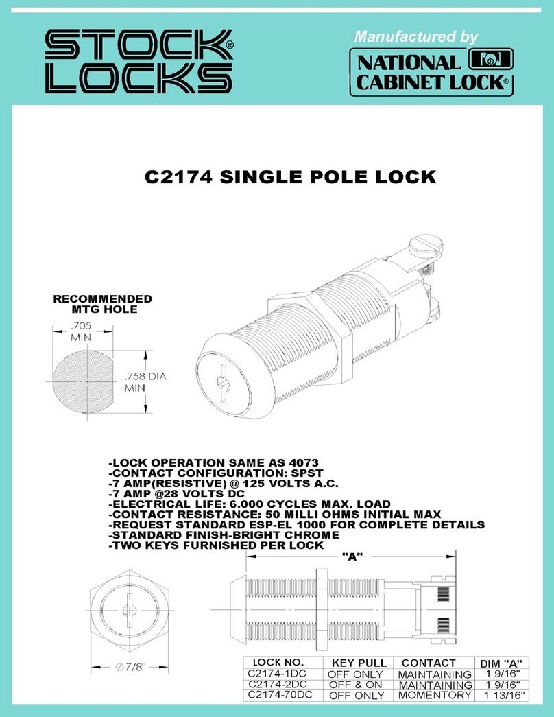 COMPX Stock Locks C2174 Dimensional drawing