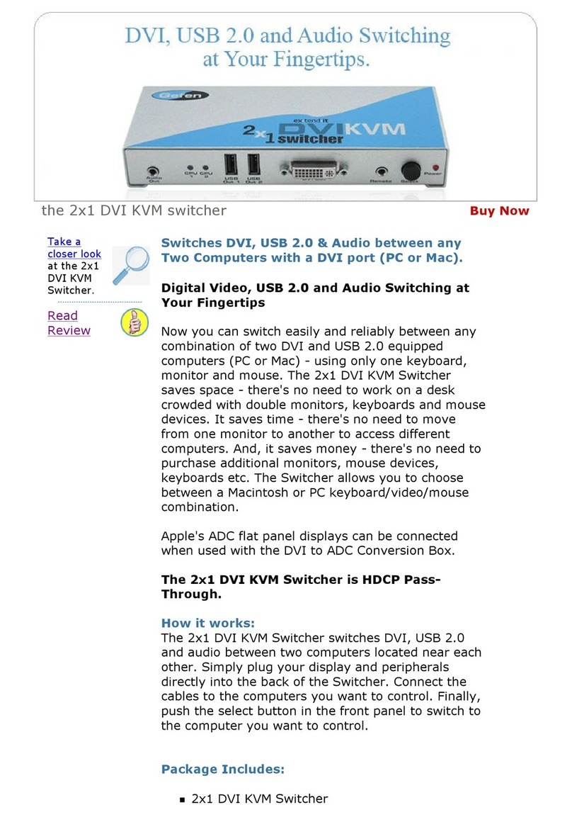 Gefen 2X1 DVI KVM SWITCHER User manual Gefen 2X1 DVI KVM SWITCHER User manual