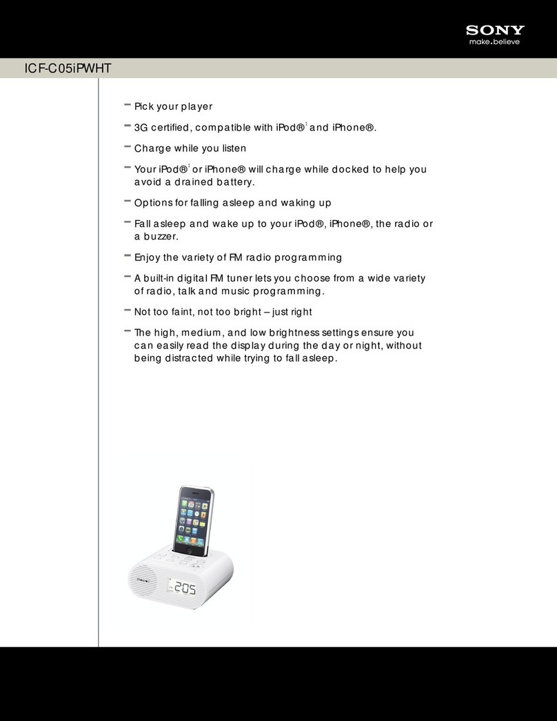 Sony ICF-C05IPWHT - Clock Radio For Ipod Specifications