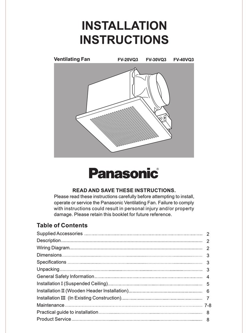 Panasonic WhisperCeiling FV-20VQ3 User manual