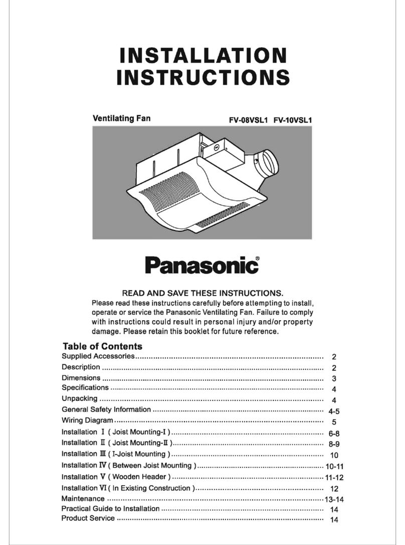 Panasonic Whisper Value-Lite FV-08VSL1 User manual