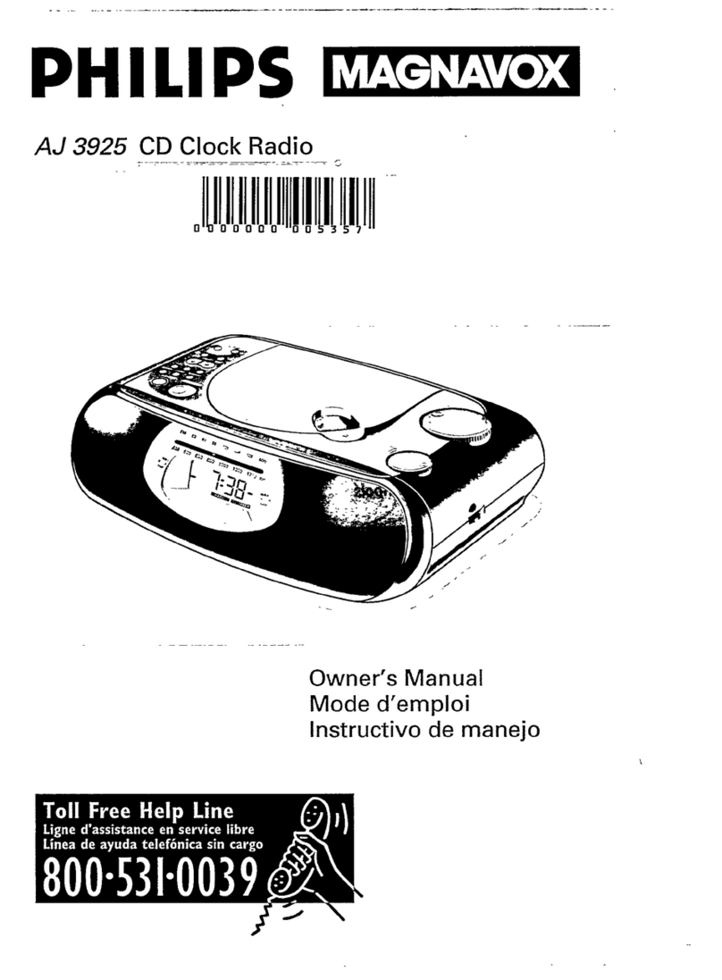 Philips/Magnavox AJ3925 - Cd Clock Radio instructivo de manejo