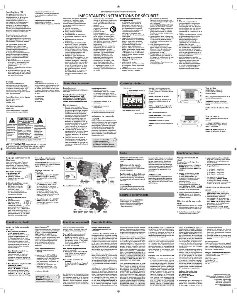 RCA RC40 - AM/FM Clock Radio user manual