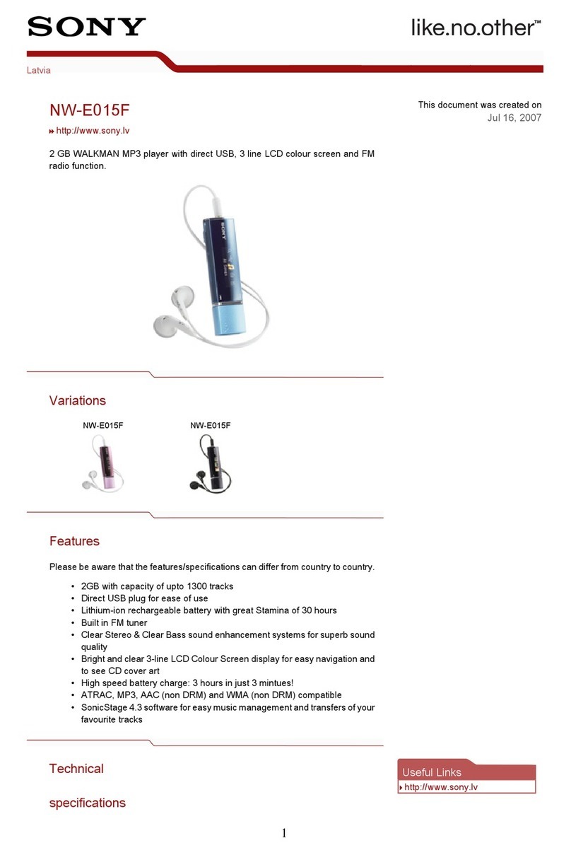 Sony Walkman NW-E015F User manual