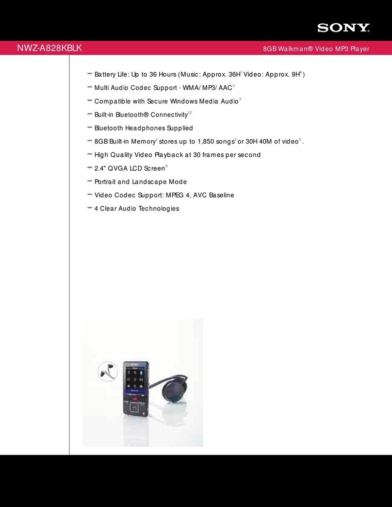 Sony Walkman NWZ-A828KBLK Specifications