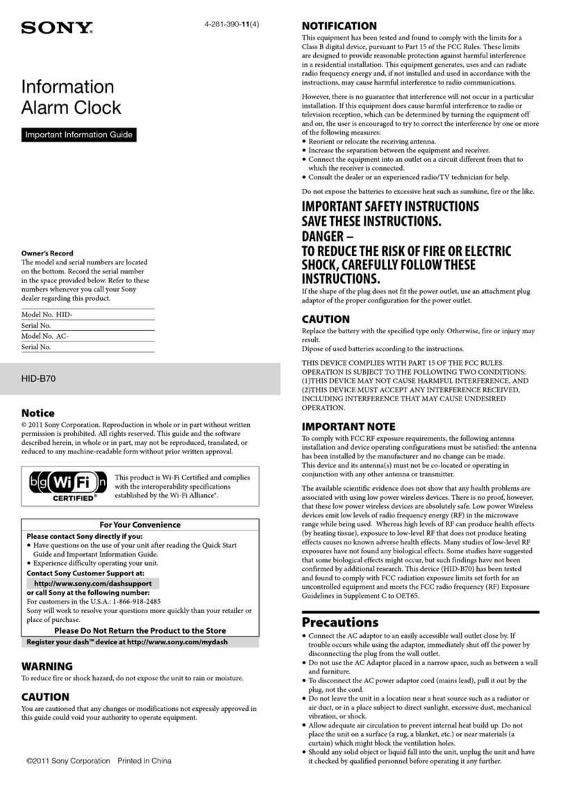 Sony HID-B70 Operating manual