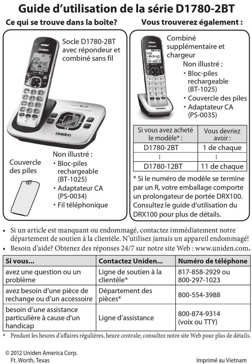 Uniden D1780-4BT Guide d'utilisation