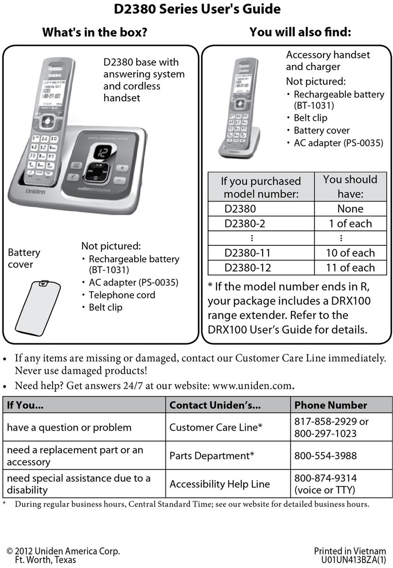 Uniden D2380-3 User manual Uniden D2380-3 User manual