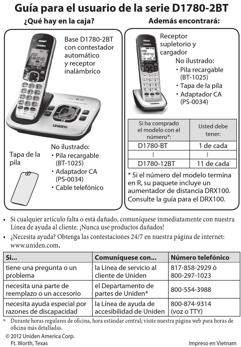 Uniden D1780-2BT Series Guía para el usuario