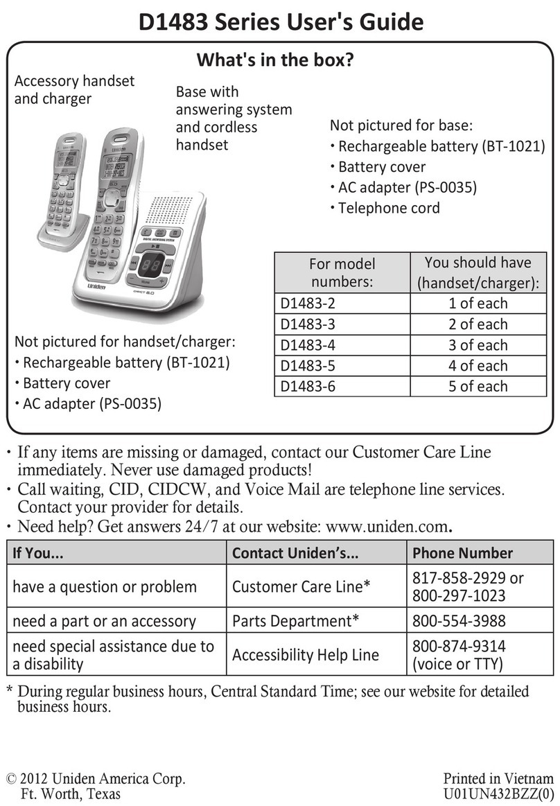 Uniden D1483 Series User manual