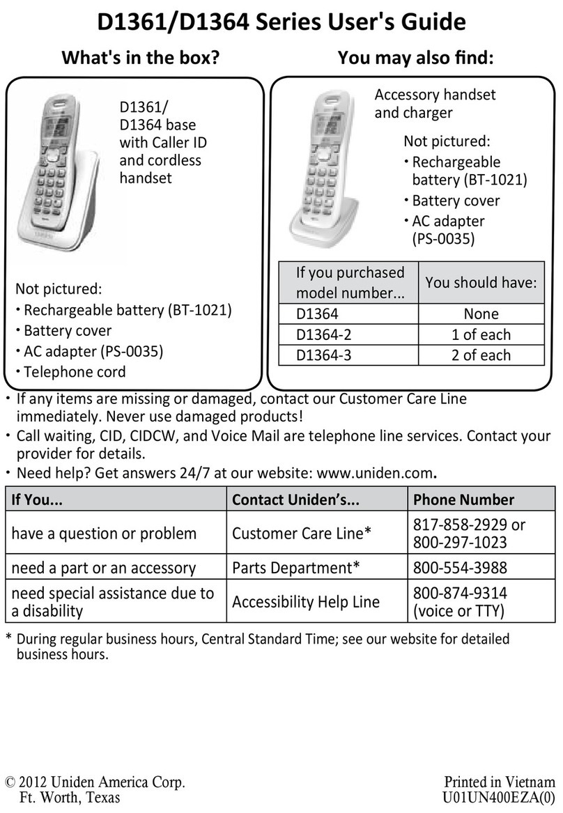 Uniden D1364 Series User manual
