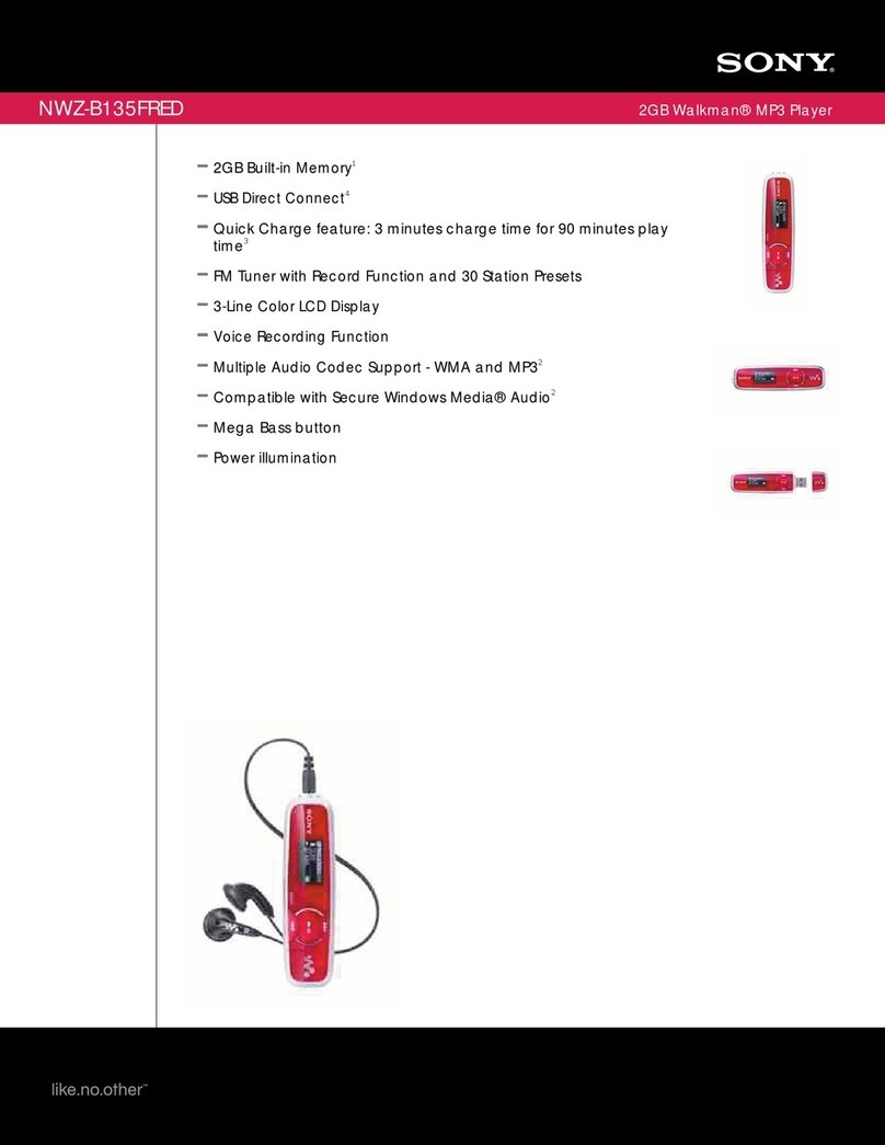 Sony NWZ-B135FRED - 2gb Digital Music Player User manual