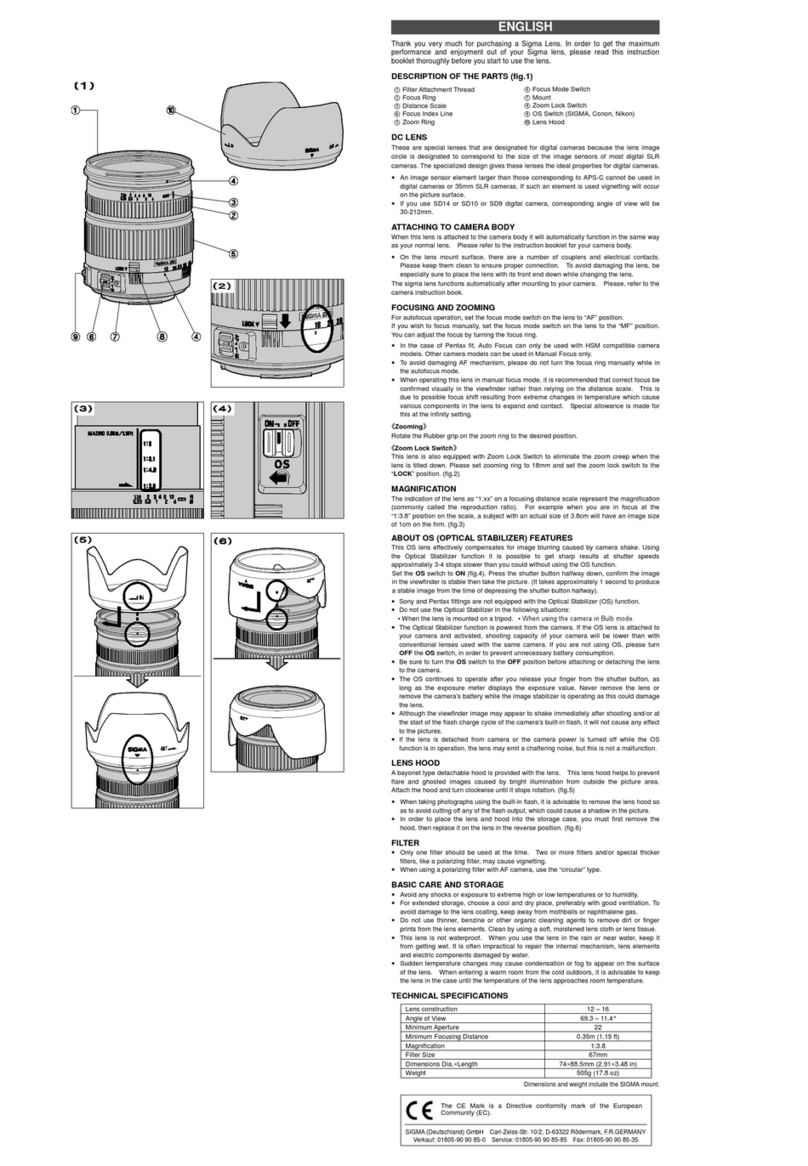 Sigma 853 Instruction booklet