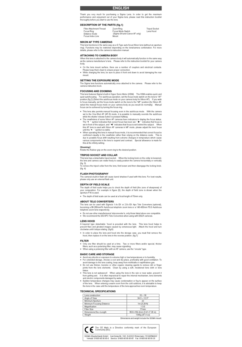 Sigma 579 Instruction booklet