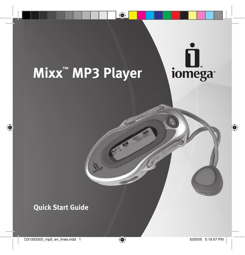 Iomega 33307 - Mixx 256 MB MP3 Player quick start guide