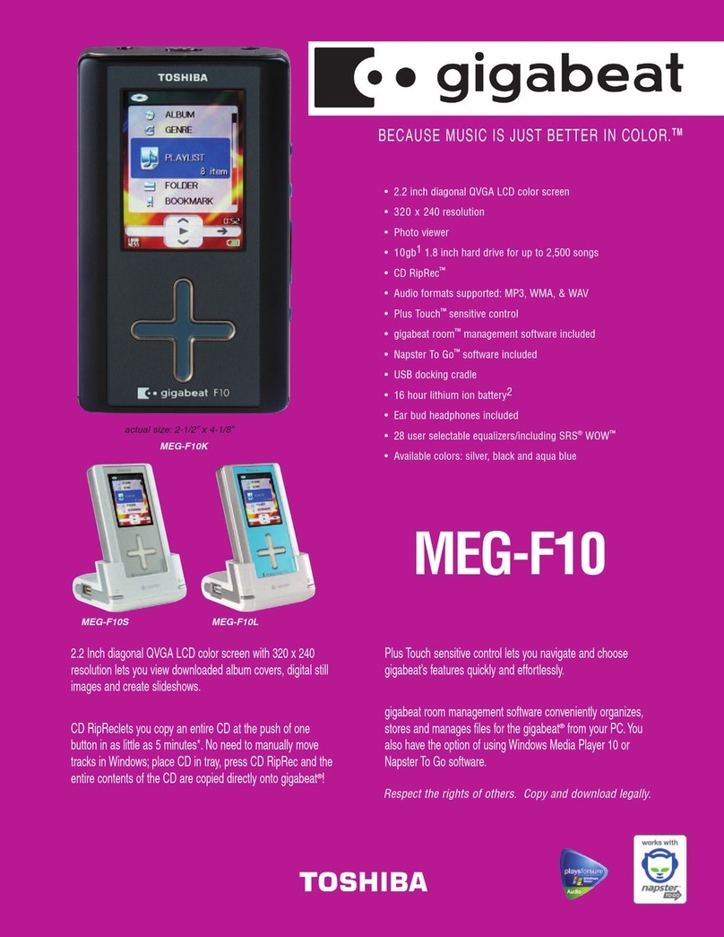 Toshiba gigabeat MEG-F10K Specifications