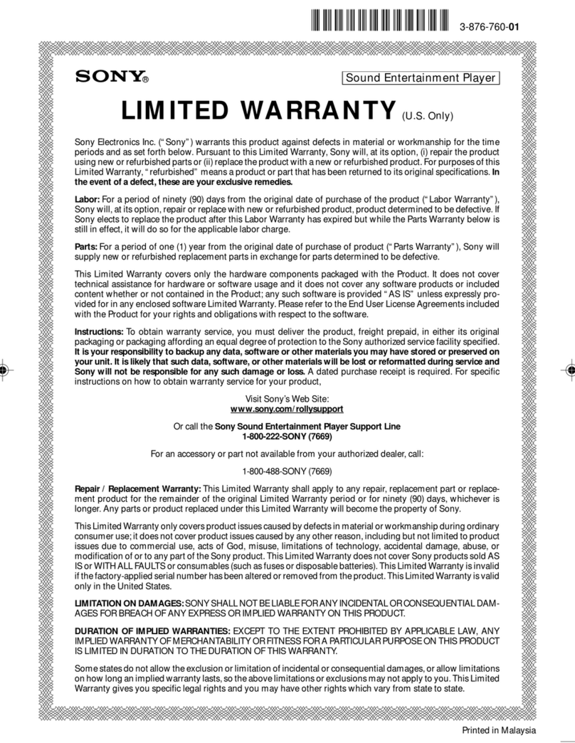 Sony SEP-30BT - Rolly™ Sound Entertainment... Use and maintenance manual