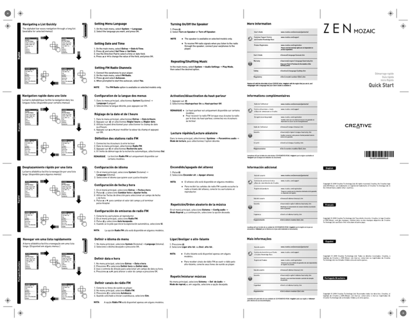 Creative ZEN Mozaic quick start guide