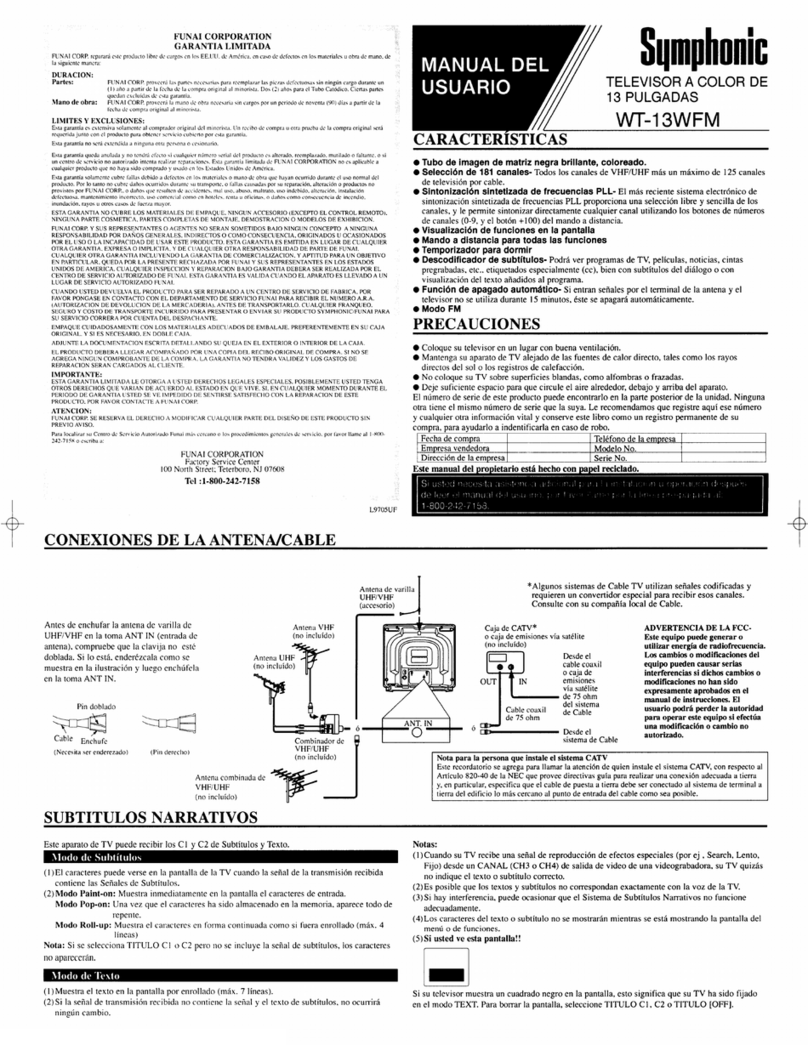 Symphonic WT-13WFM User guide