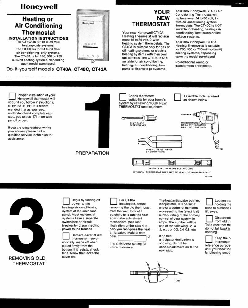 Honeywell CT40C installation instructions