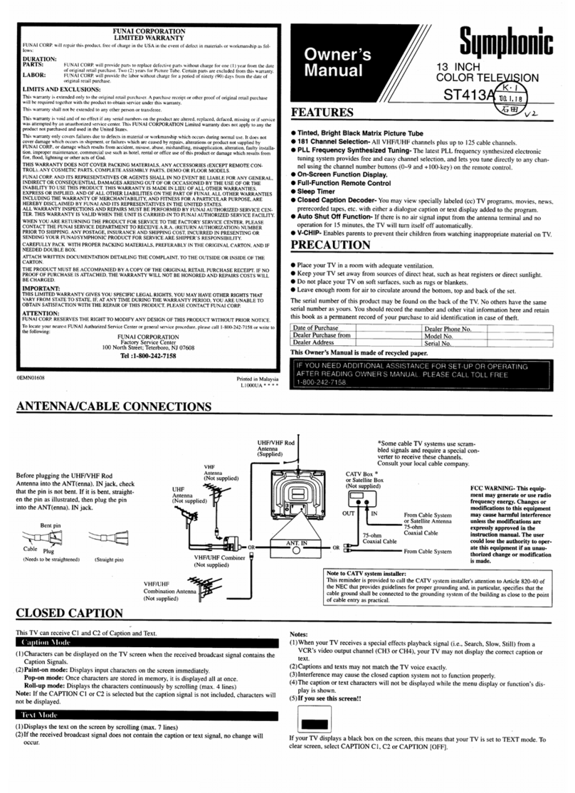 Symphonic ST413A User manual Symphonic ST413A User manual