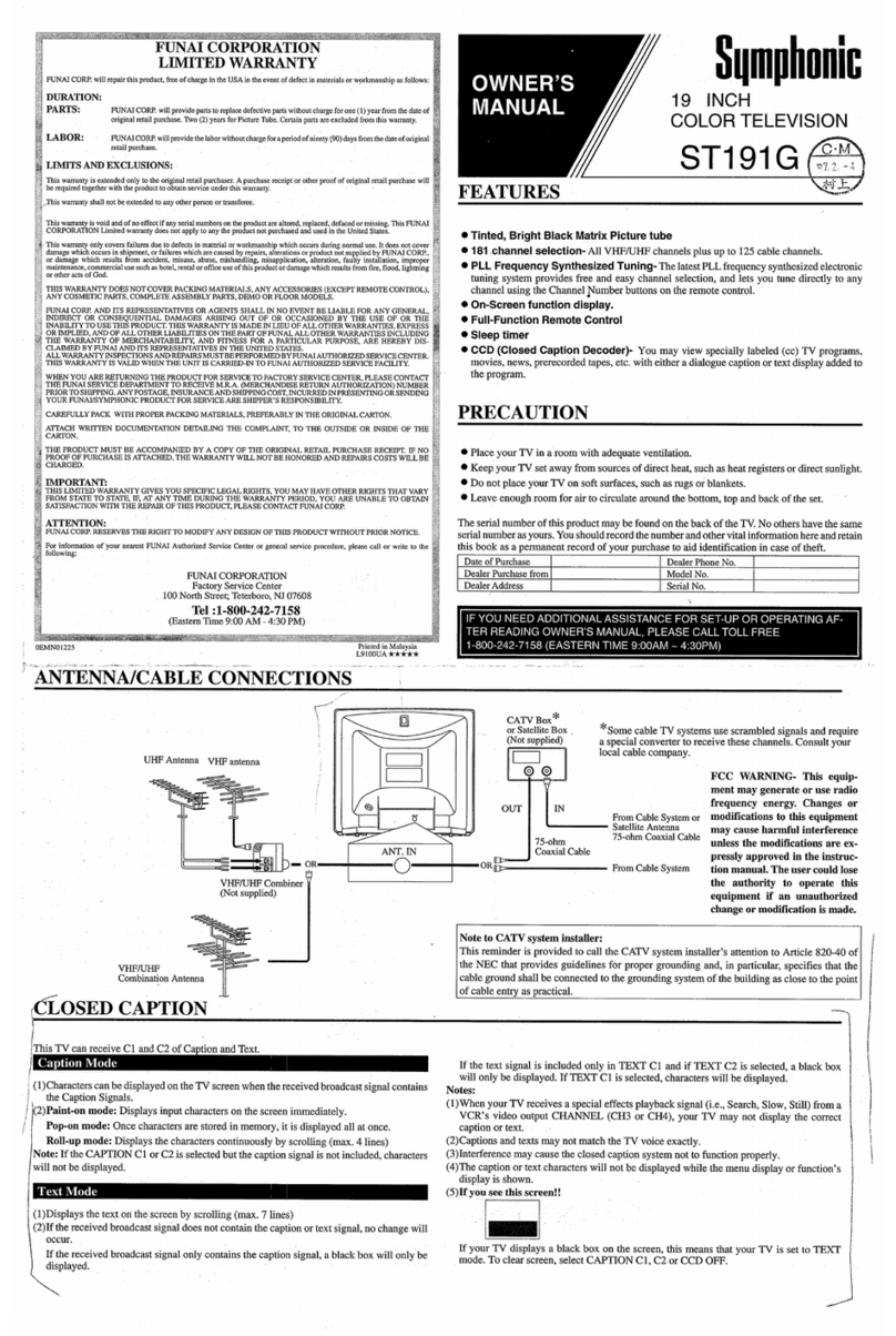 Symphonic ST191G User manual Symphonic ST191G User manual