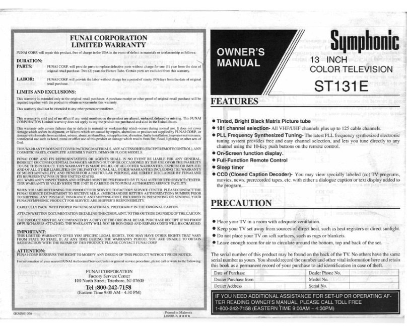 Symphonic ST131E User manual