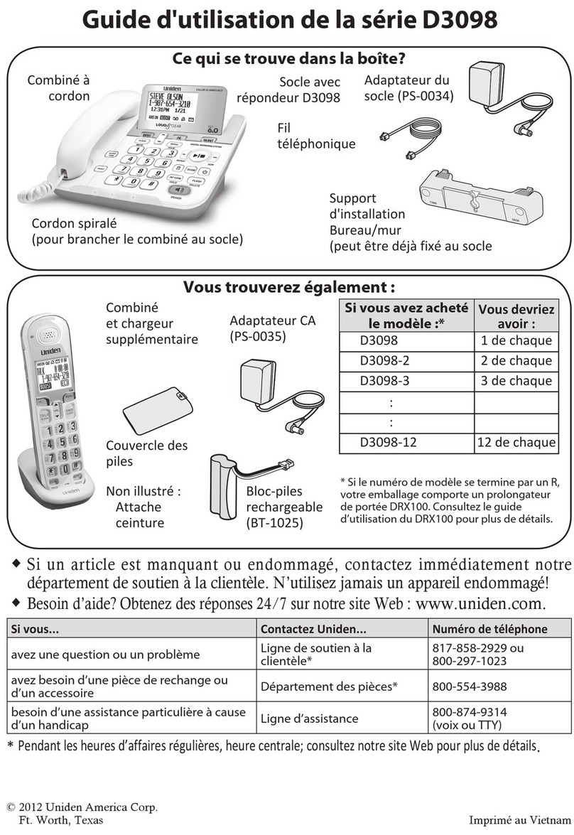 Uniden D3098 Series User manual