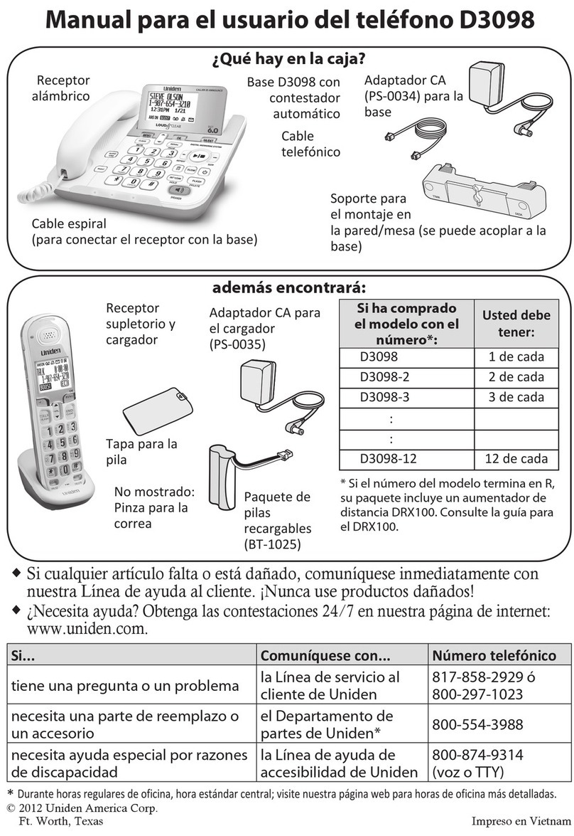 Uniden D3098 Series User manual