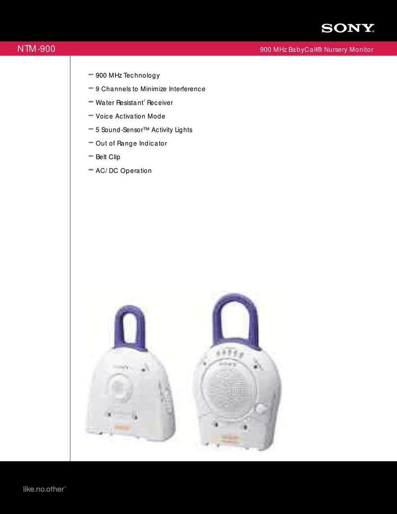 Sony NTM-900 - Sound-sensor Nursery Monitor Specifications