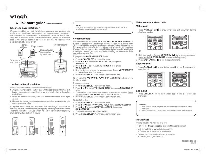 V-tech 3111-2 quick start guide