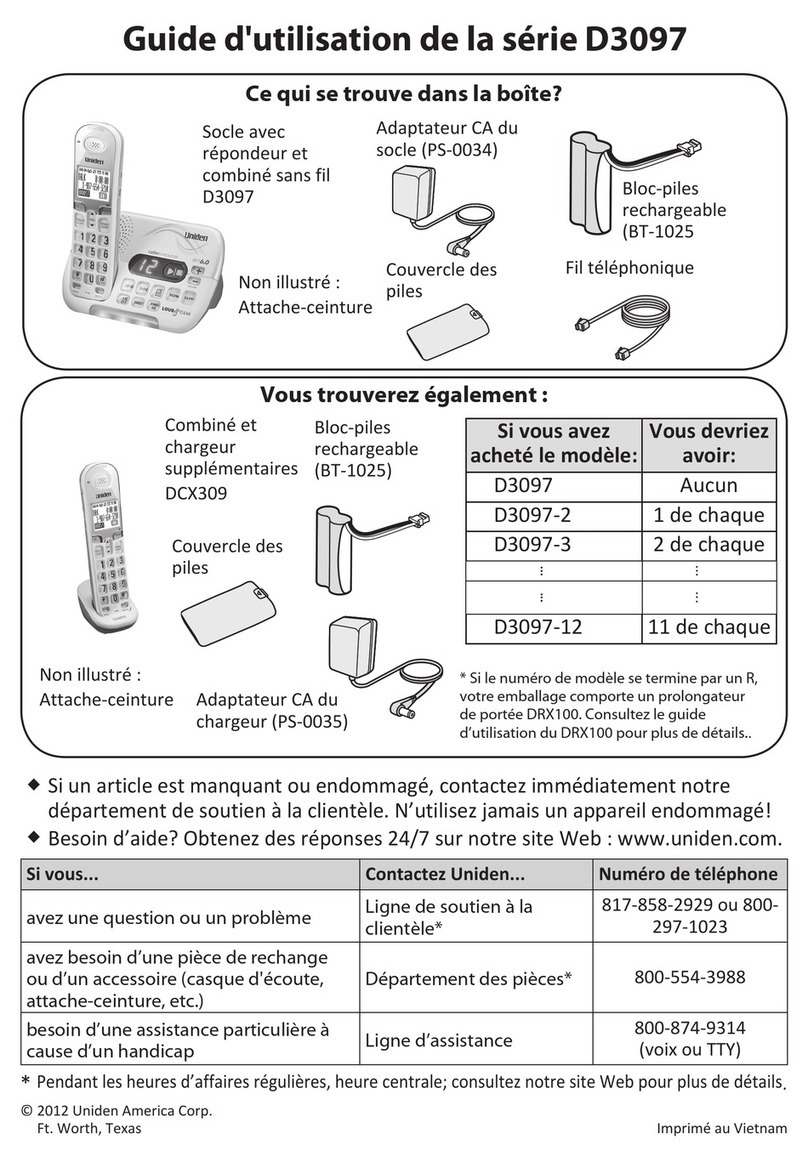 Uniden D3097 Series Guide d'utilisation