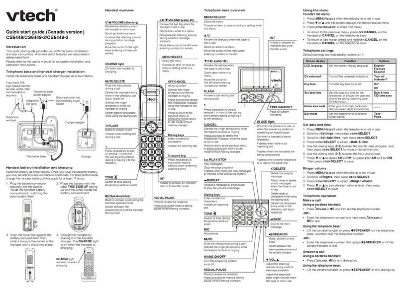 V-tech CS6449 quick start guide