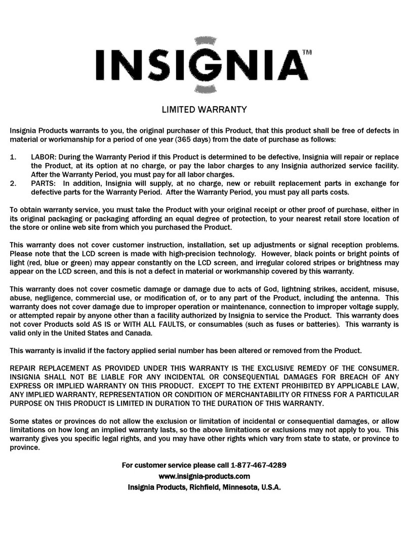 Insignia NS-42LCD Parts list manual